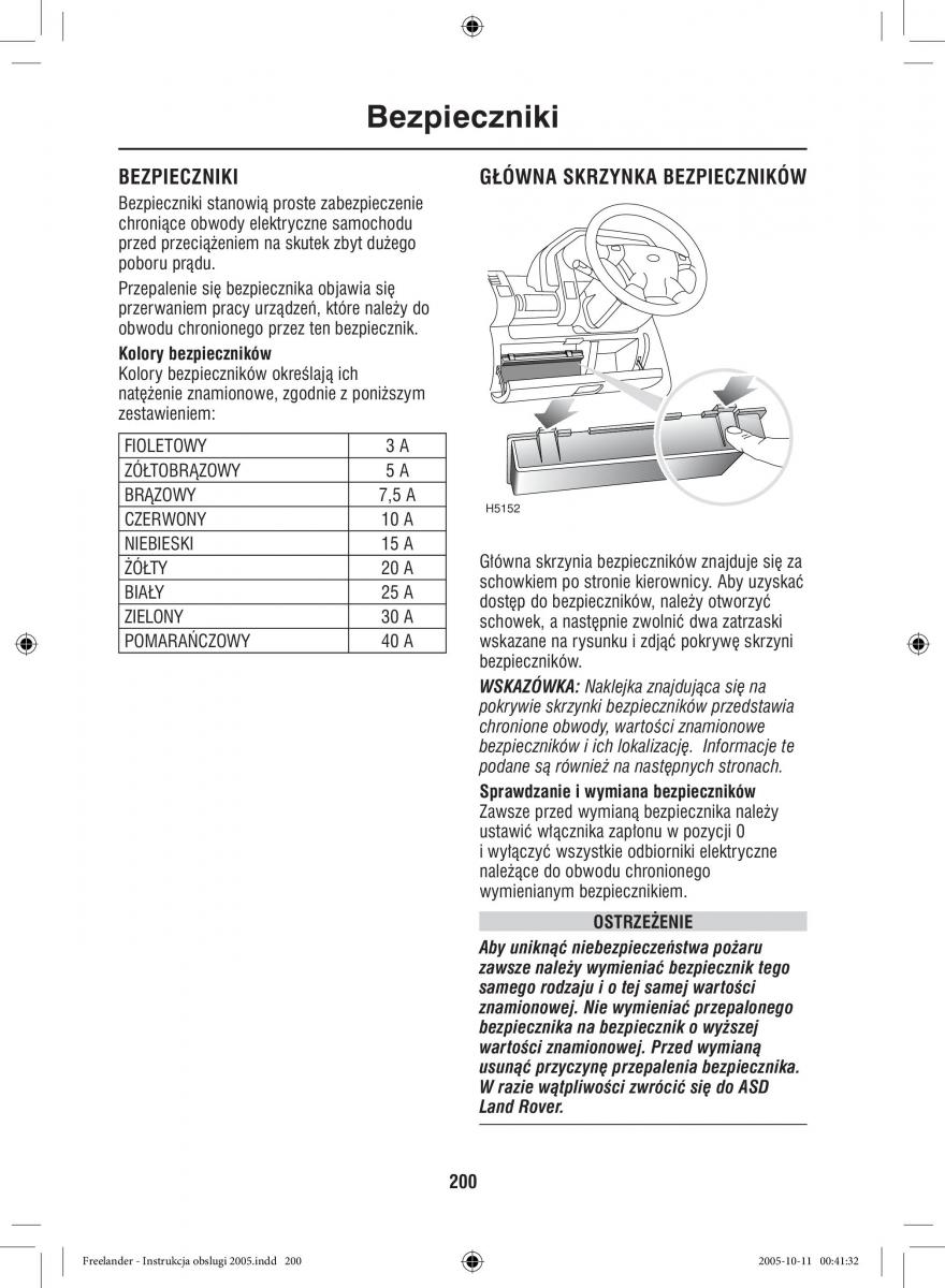 Land Rover Freelander I 1 instrukcja obslugi / page 200