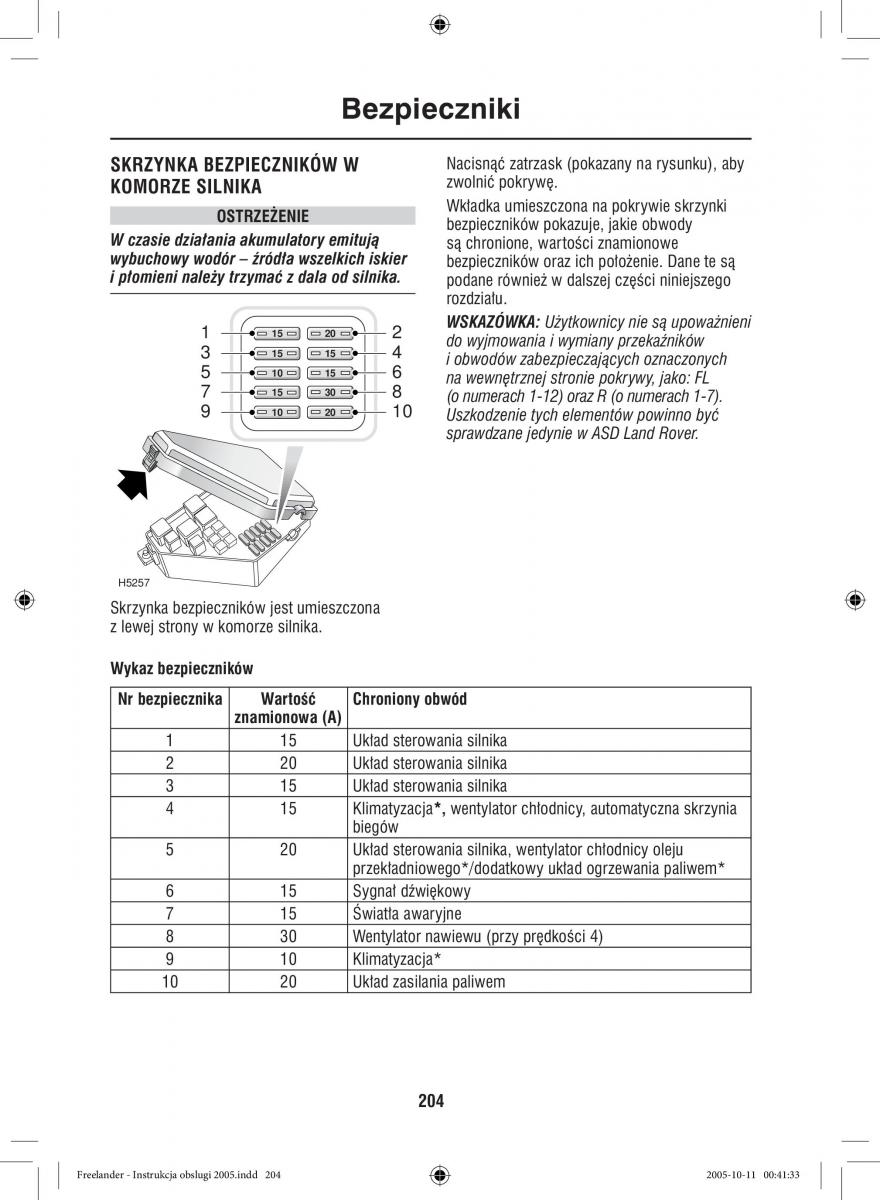 Land Rover Freelander I 1 instrukcja obslugi / page 204