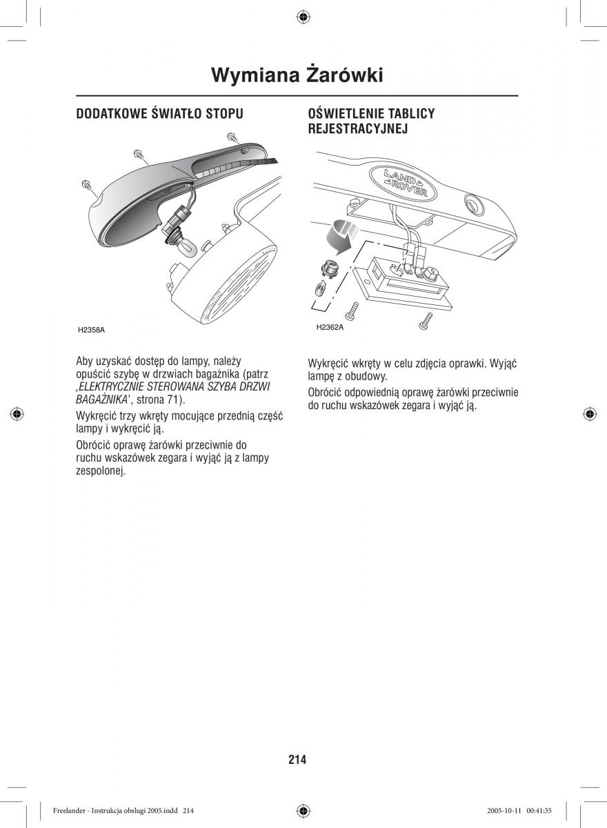 Land Rover Freelander I 1 instrukcja obslugi / page 214