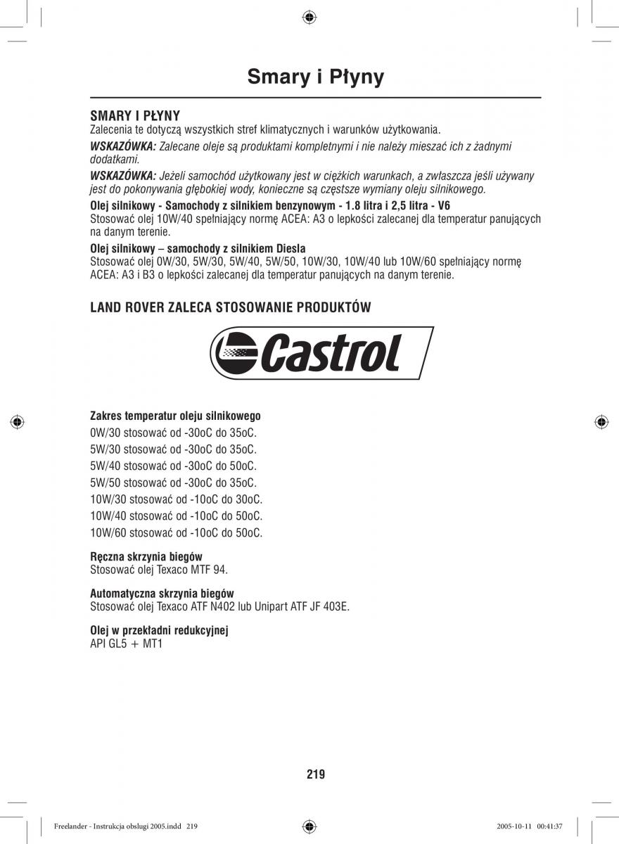 Land Rover Freelander I 1 instrukcja obslugi / page 219