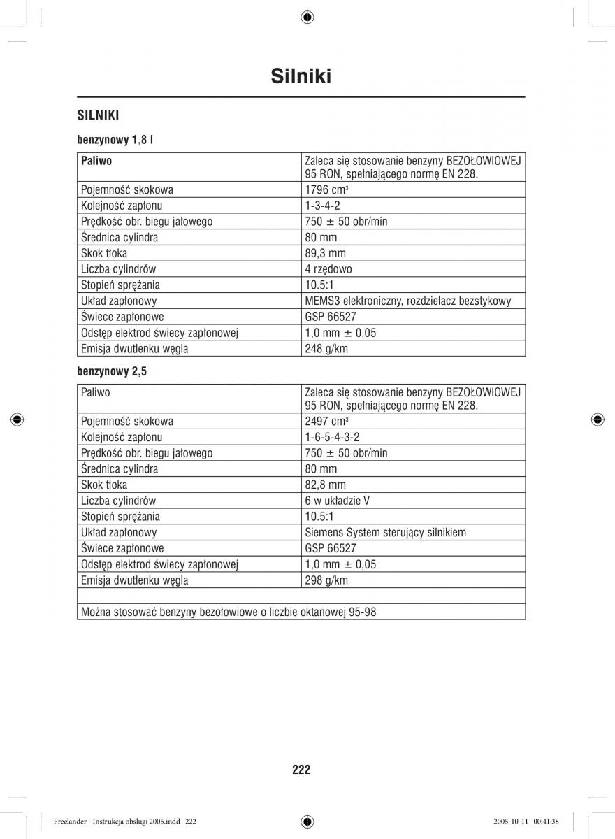 Land Rover Freelander I 1 instrukcja obslugi / page 222