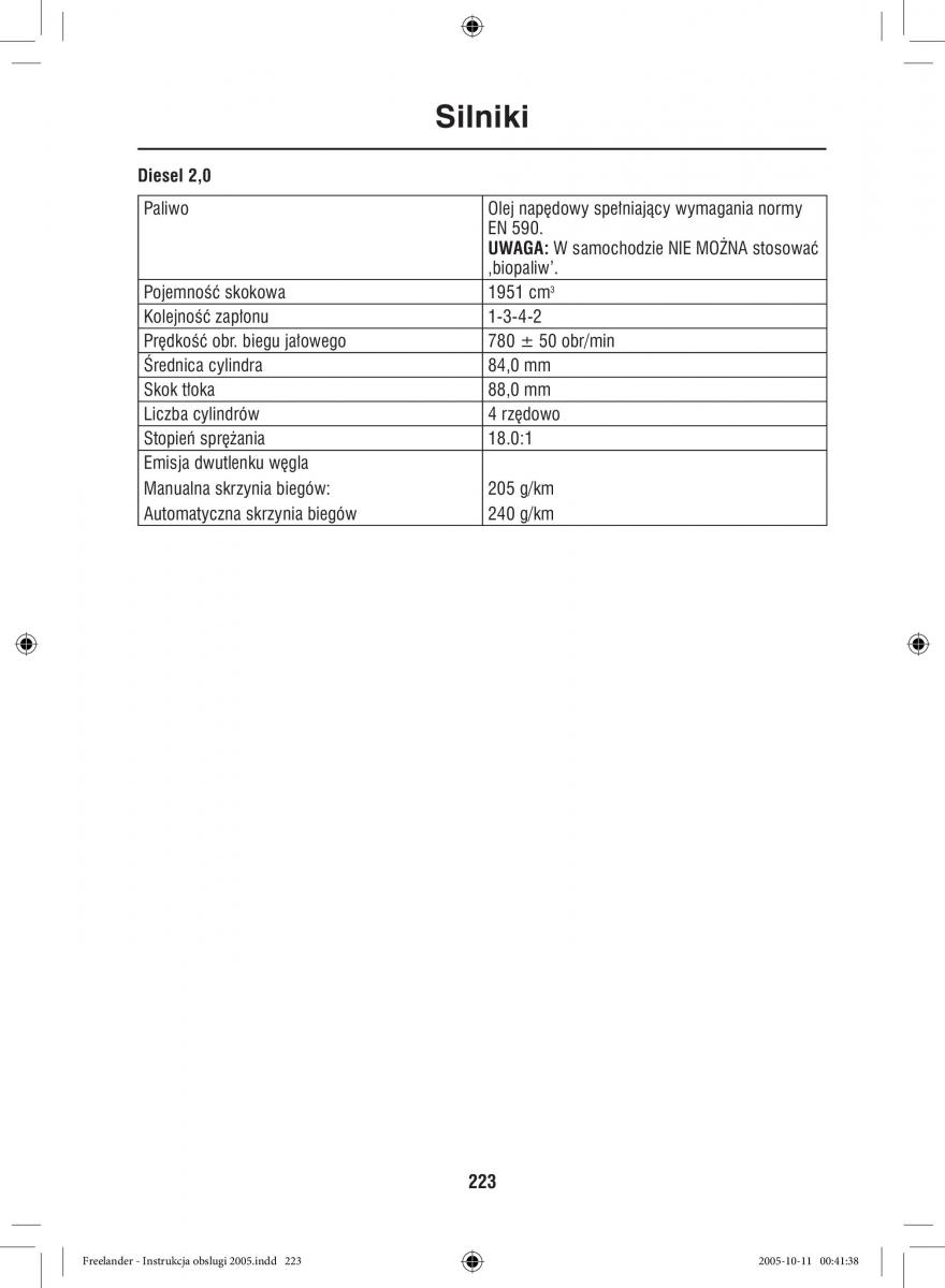 Land Rover Freelander I 1 instrukcja obslugi / page 223