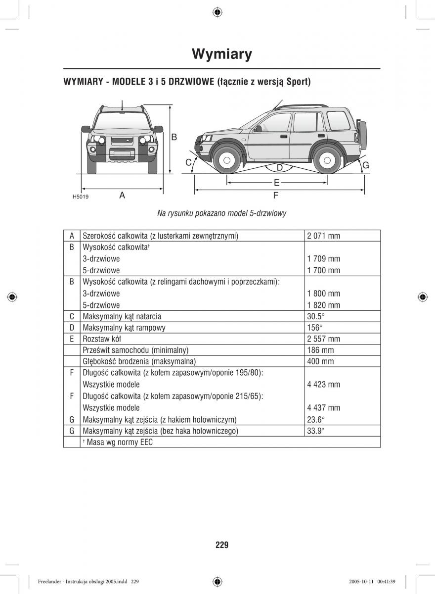 Land Rover Freelander I 1 instrukcja obslugi / page 229