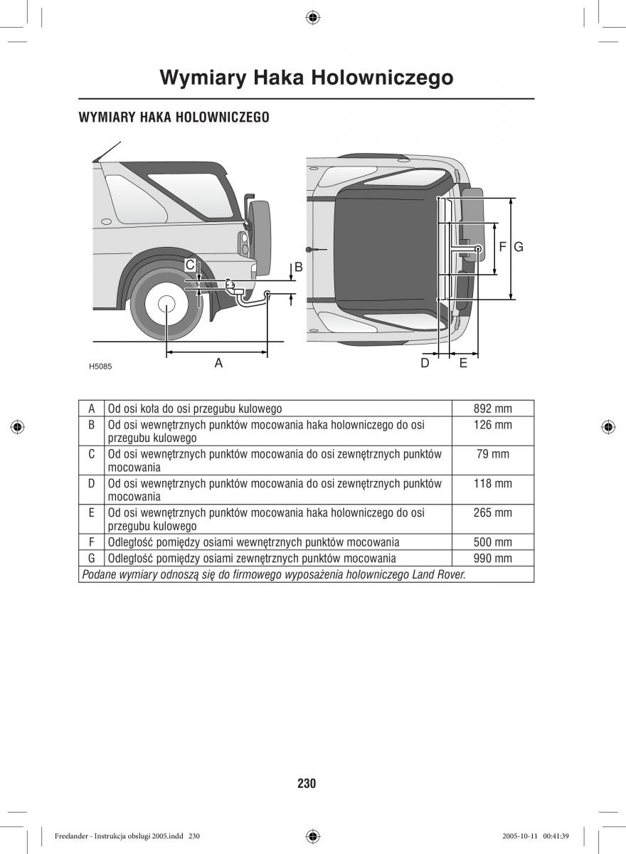 Land Rover Freelander I 1 instrukcja obslugi / page 230