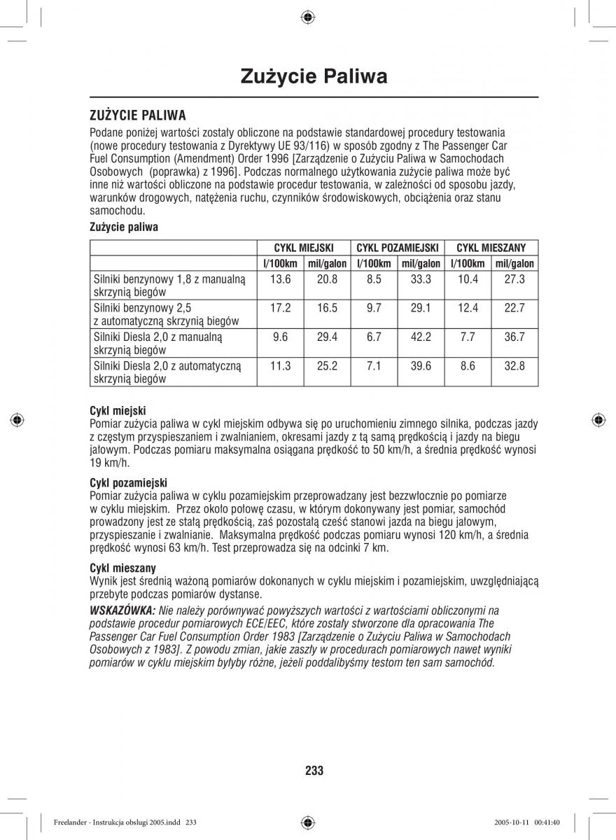 Land Rover Freelander I 1 instrukcja obslugi / page 233