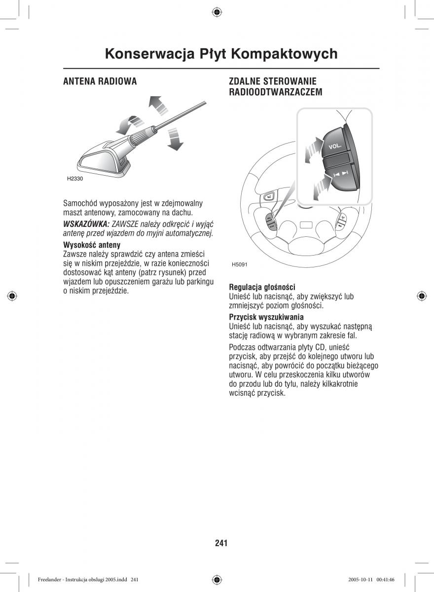 Land Rover Freelander I 1 instrukcja obslugi / page 241