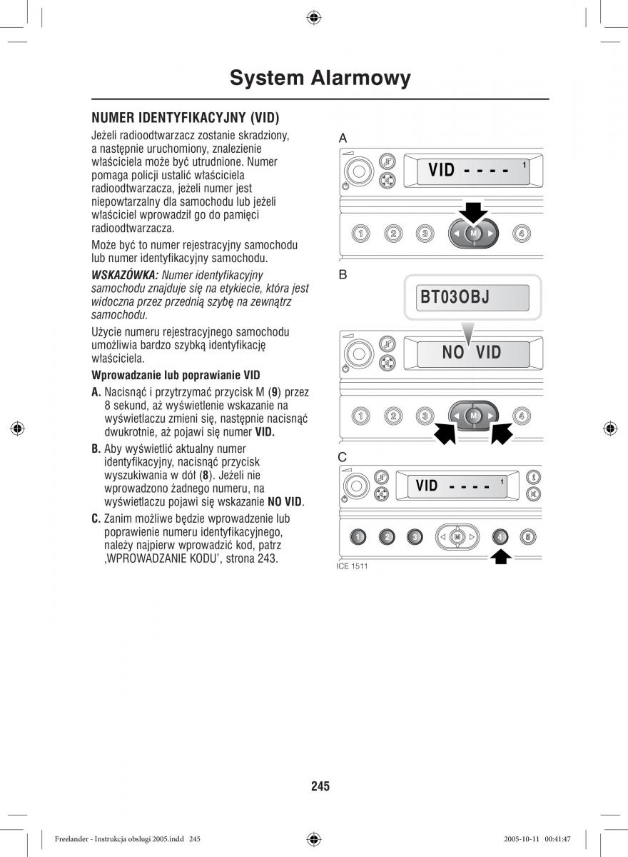 Land Rover Freelander I 1 instrukcja obslugi / page 245