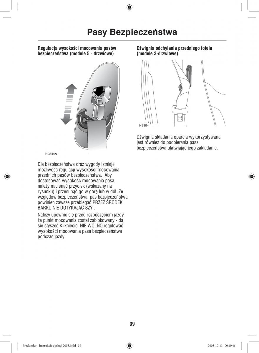 Land Rover Freelander I 1 instrukcja obslugi / page 39