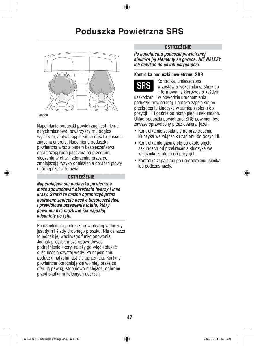 Land Rover Freelander I 1 instrukcja obslugi / page 47