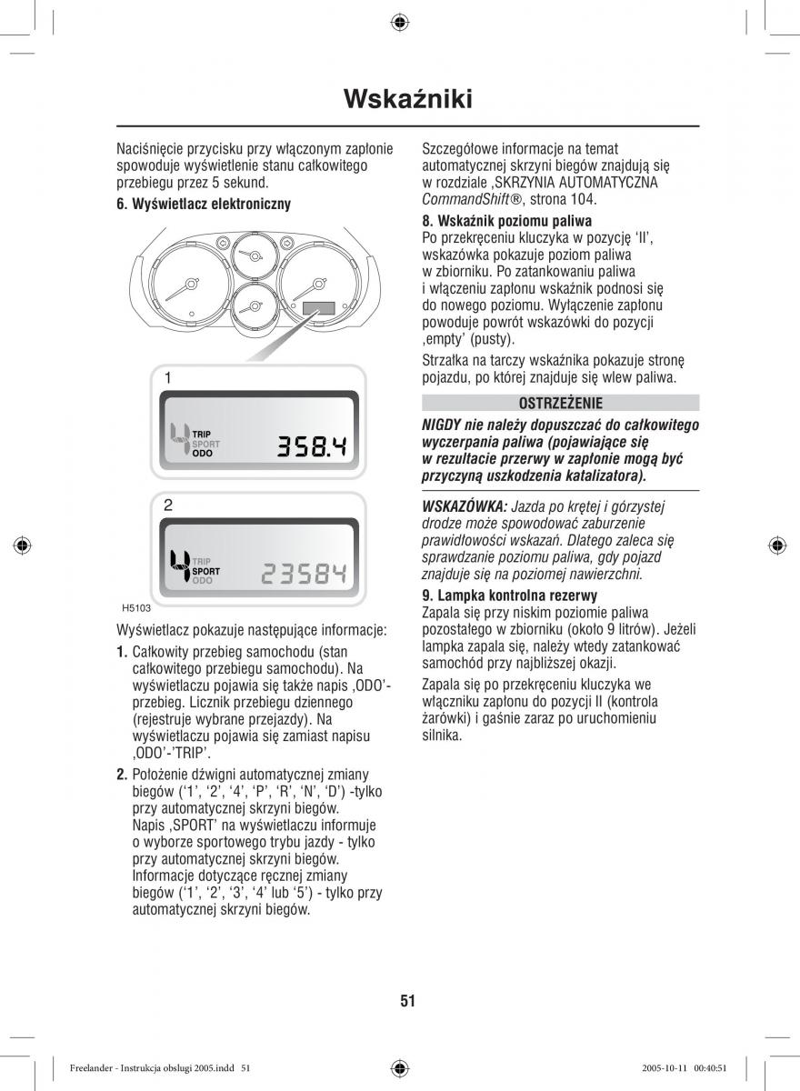 Land Rover Freelander I 1 instrukcja obslugi / page 51