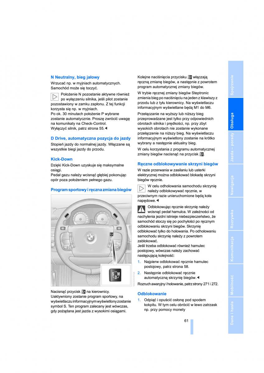 BMW 7 E65 E66 E67 instrukcja obslugi / page 63