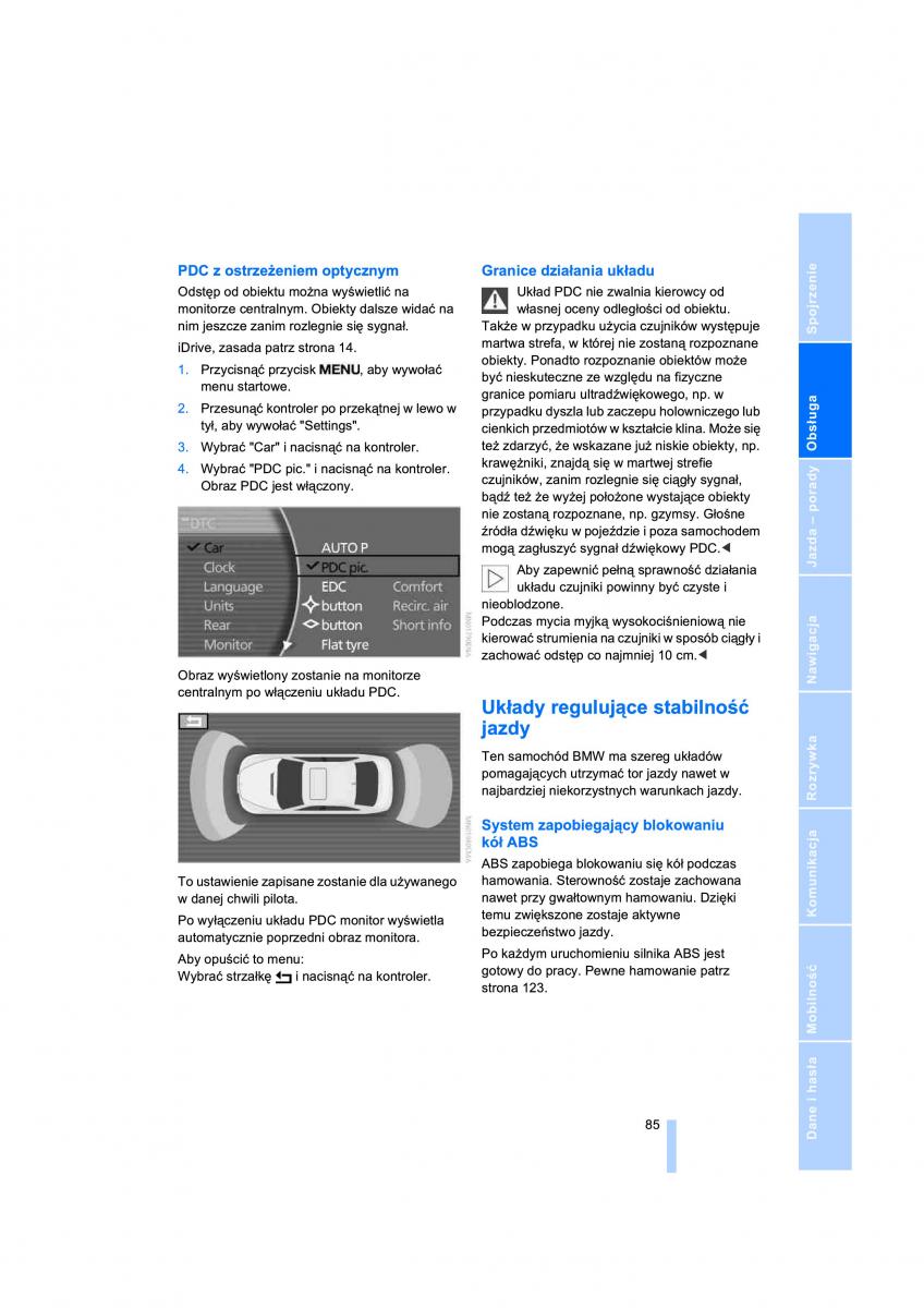 BMW 7 E65 E66 E67 instrukcja obslugi / page 87