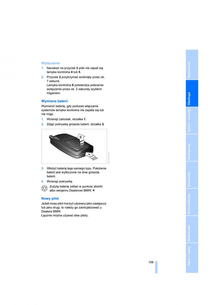 BMW 7 E65 E66 E67 instrukcja obslugi / page 111