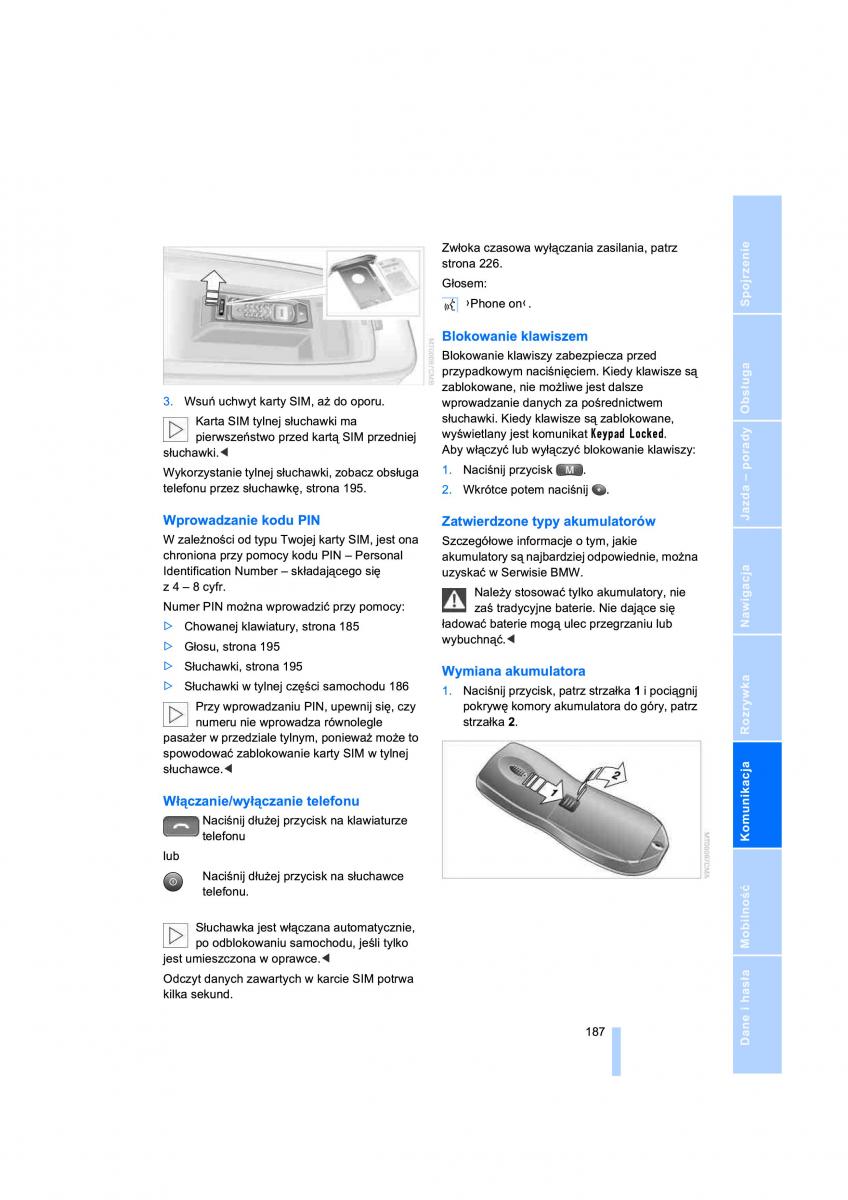 BMW 7 E65 E66 E67 instrukcja obslugi / page 189