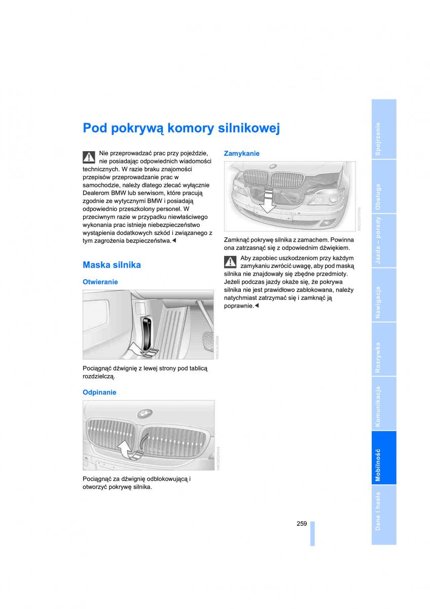 BMW 7 E65 E66 E67 instrukcja obslugi / page 261