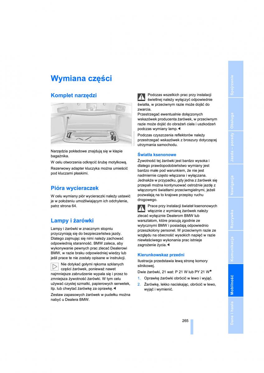 BMW 7 E65 E66 E67 instrukcja obslugi / page 267
