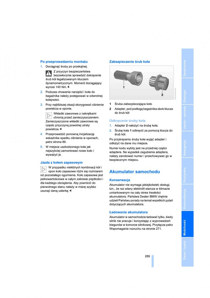 BMW 7 E65 E66 E67 instrukcja obslugi / page 271