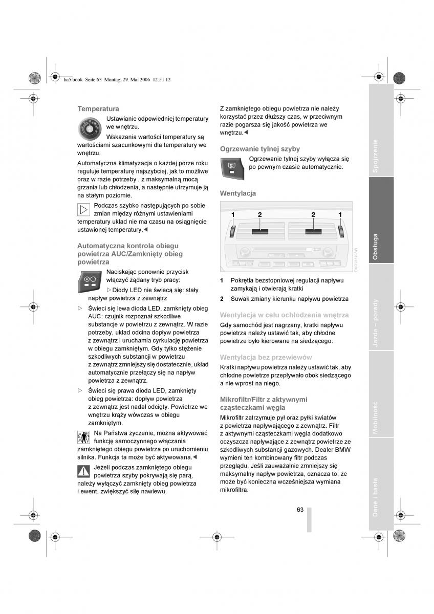 BMW Z4 E85 E86 instrukcja obslugi / page 64