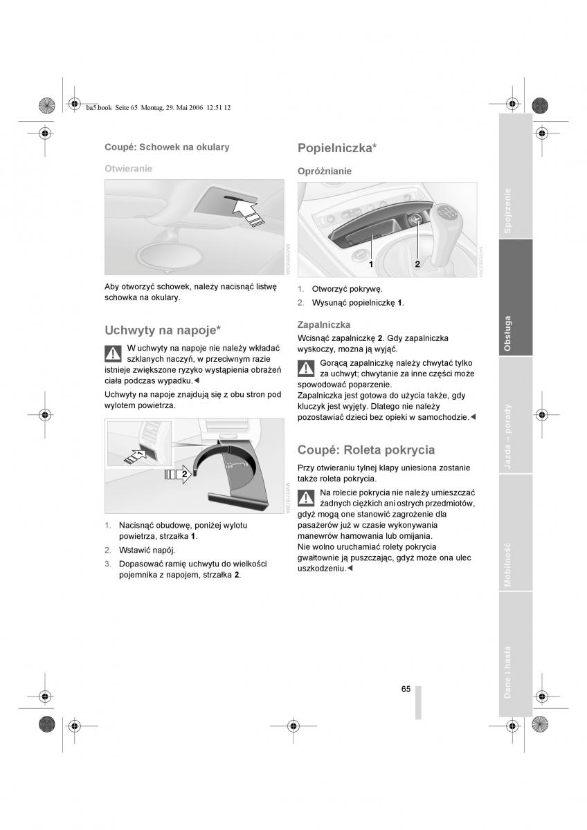 BMW Z4 E85 E86 instrukcja obslugi / page 66