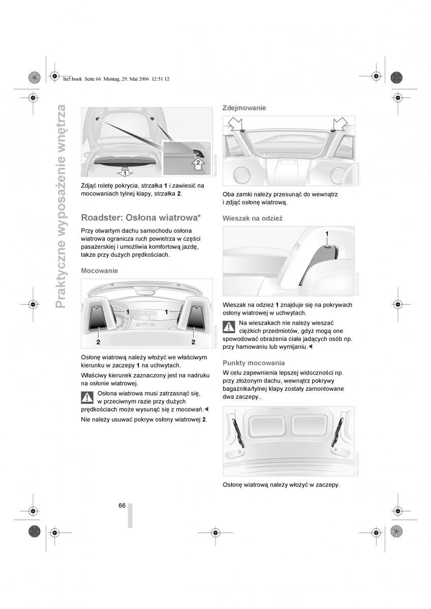 BMW Z4 E85 E86 instrukcja obslugi / page 67