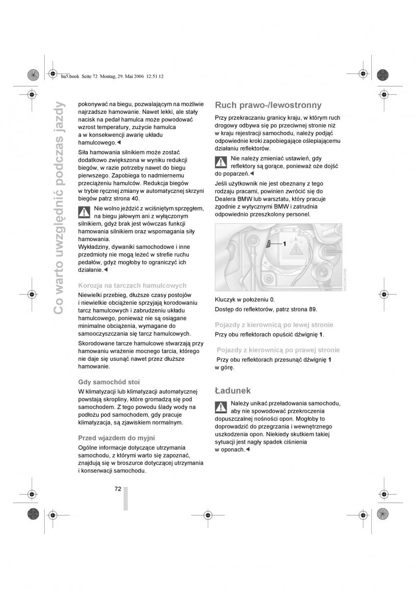 BMW Z4 E85 E86 instrukcja obslugi / page 73