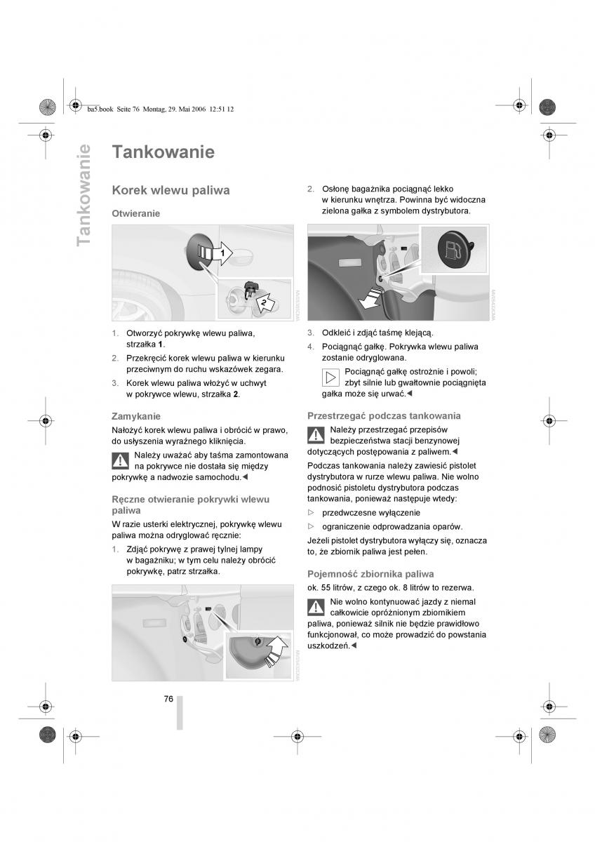 BMW Z4 E85 E86 instrukcja obslugi / page 77