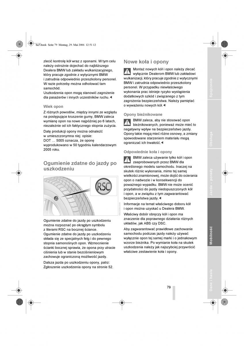 BMW Z4 E85 E86 instrukcja obslugi / page 80