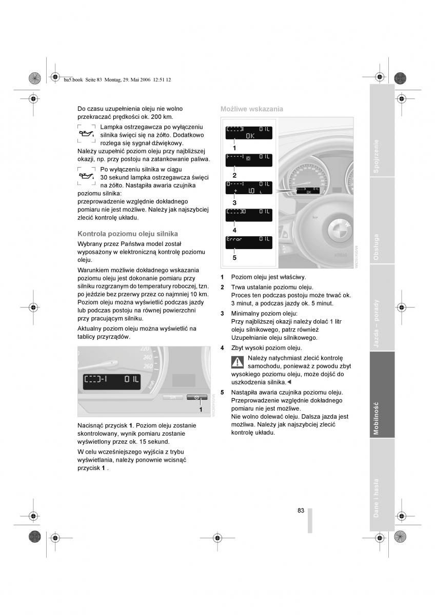 BMW Z4 E85 E86 instrukcja obslugi / page 84