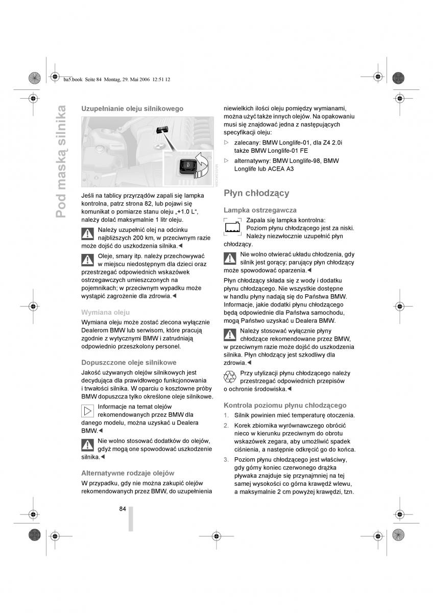 BMW Z4 E85 E86 instrukcja obslugi / page 85