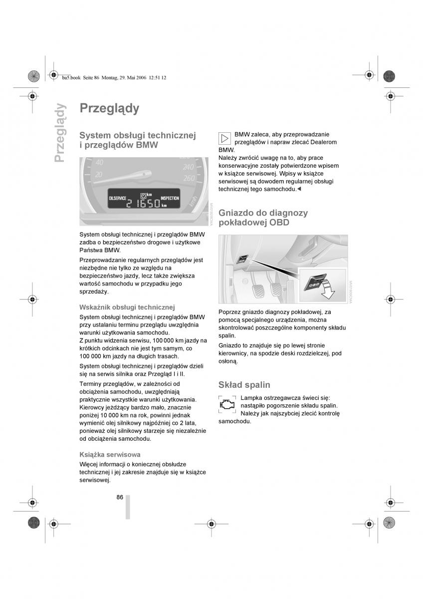 BMW Z4 E85 E86 instrukcja obslugi / page 87