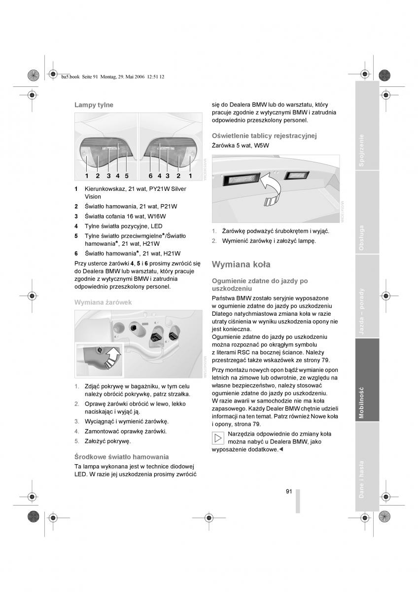 BMW Z4 E85 E86 instrukcja obslugi / page 92