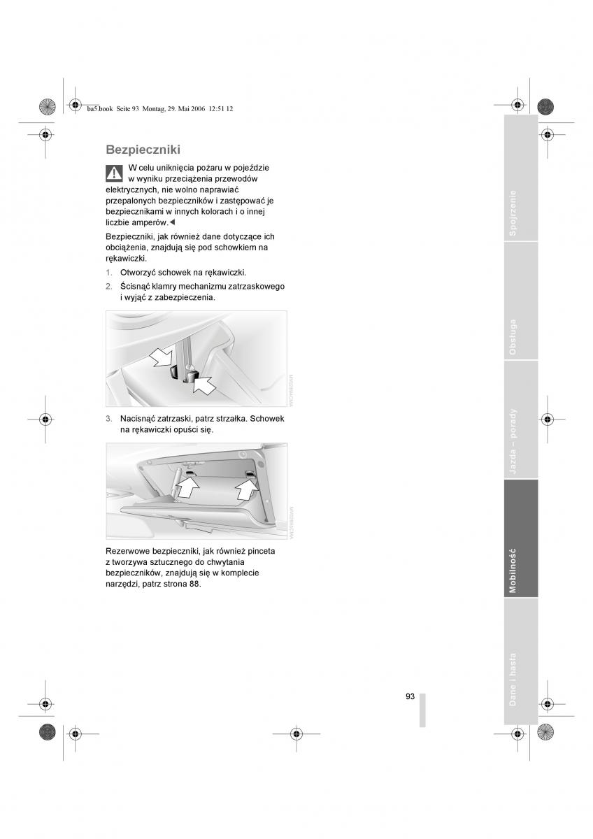 BMW Z4 E85 E86 instrukcja obslugi / page 94