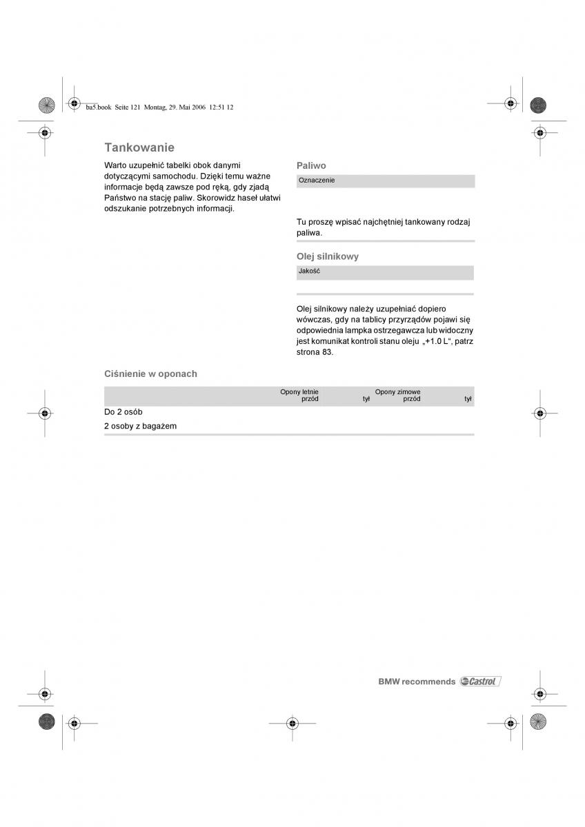 BMW Z4 E85 E86 instrukcja obslugi / page 122