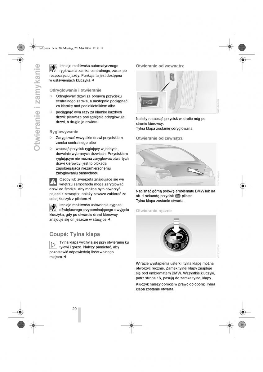 BMW Z4 E85 E86 instrukcja obslugi / page 21