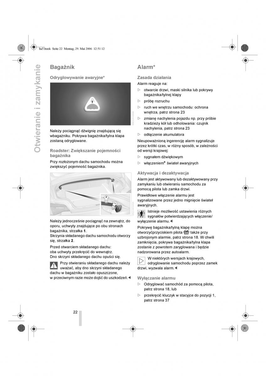 BMW Z4 E85 E86 instrukcja obslugi / page 23