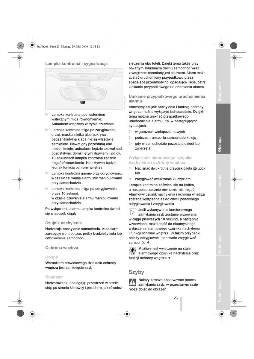 BMW Z4 E85 E86 instrukcja obslugi / page 24