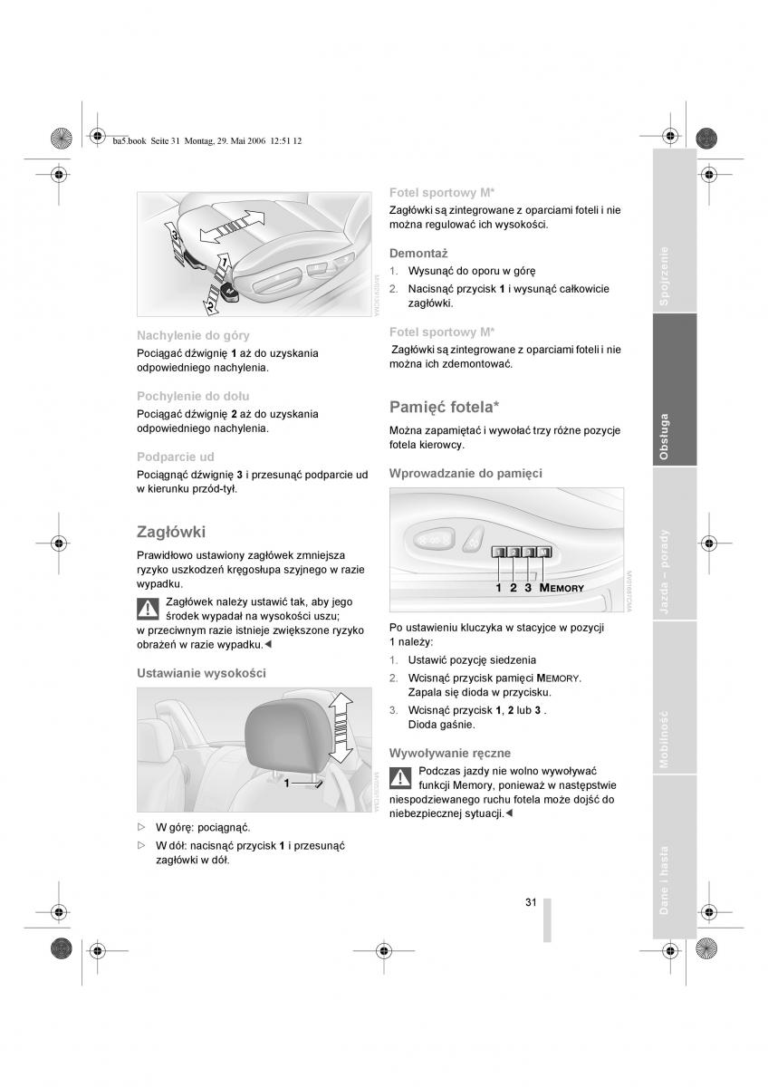 BMW Z4 E85 E86 instrukcja obslugi / page 32