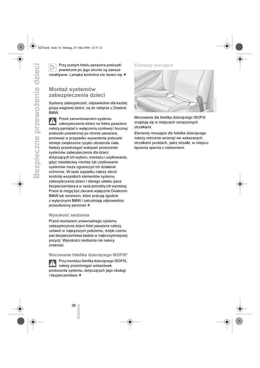 BMW Z4 E85 E86 instrukcja obslugi / page 37