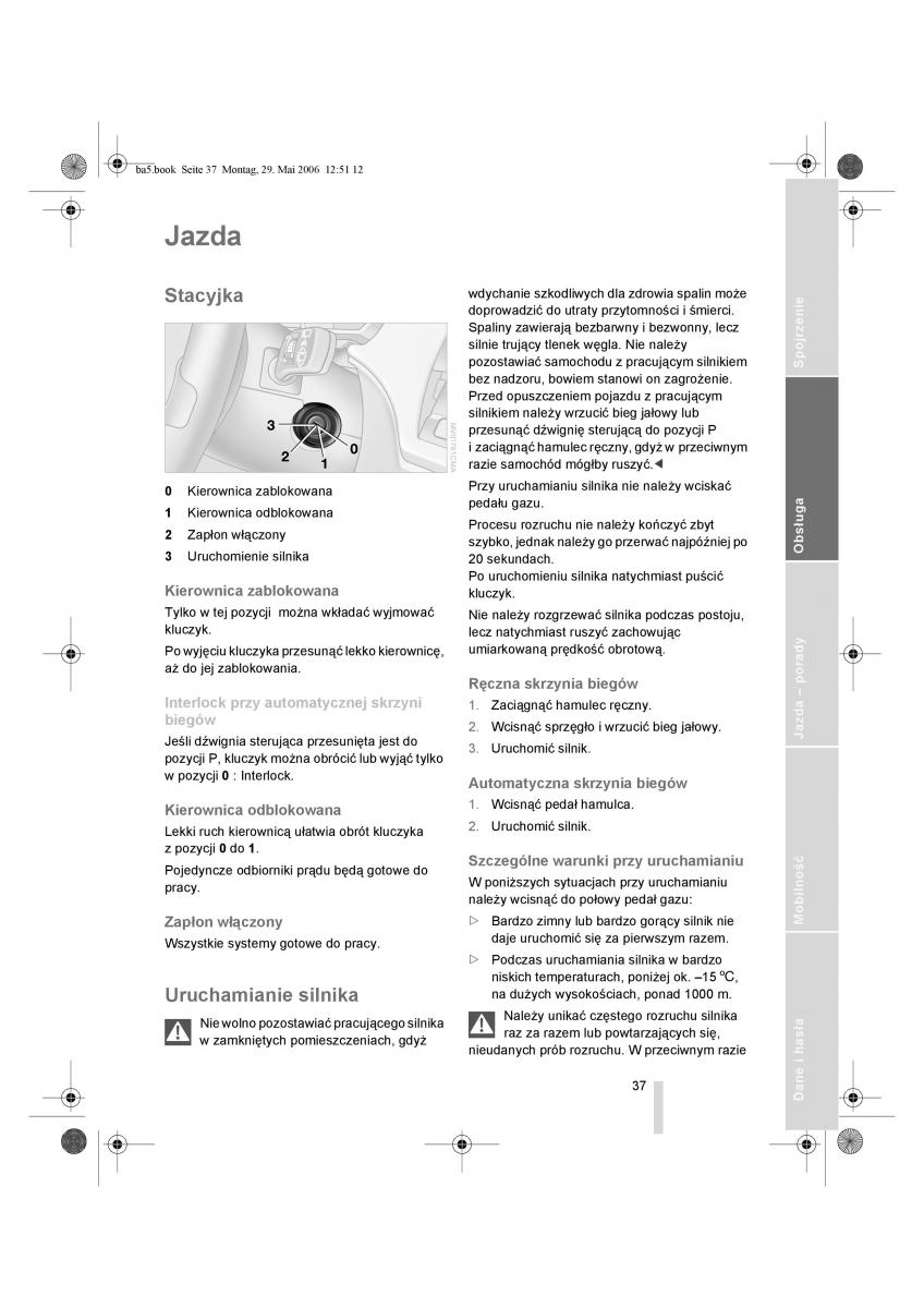 BMW Z4 E85 E86 instrukcja obslugi / page 38