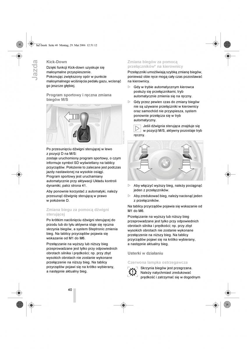 BMW Z4 E85 E86 instrukcja obslugi / page 41