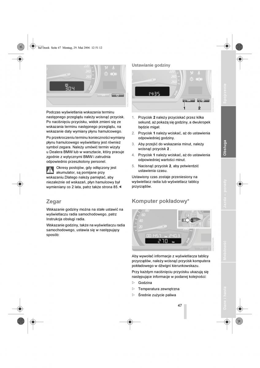 BMW Z4 E85 E86 instrukcja obslugi / page 48