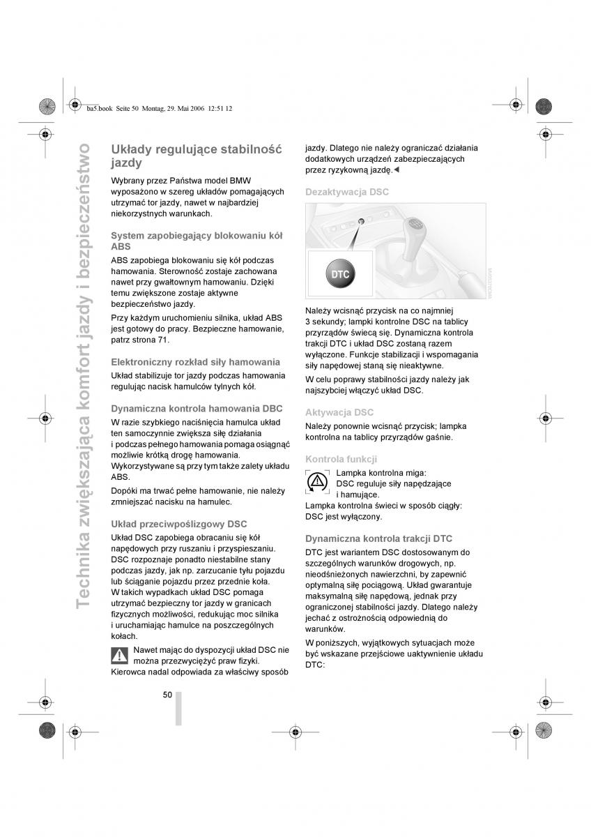 BMW Z4 E85 E86 instrukcja obslugi / page 51