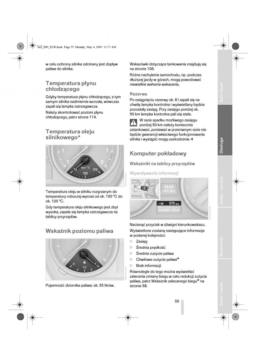 BMW Z4 E89 instrukcja obslugi / page 56