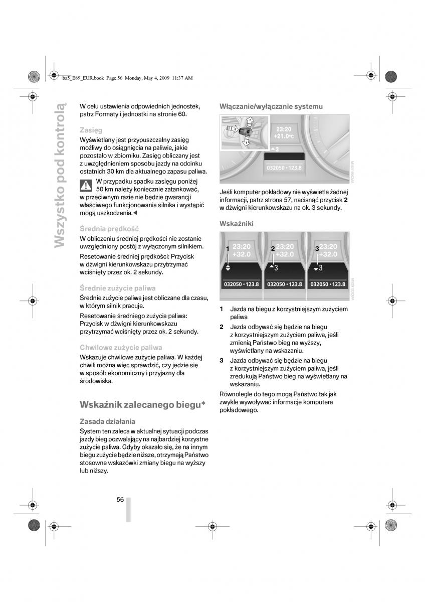 BMW Z4 E89 instrukcja obslugi / page 57