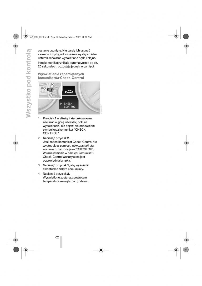 BMW Z4 E89 instrukcja obslugi / page 63