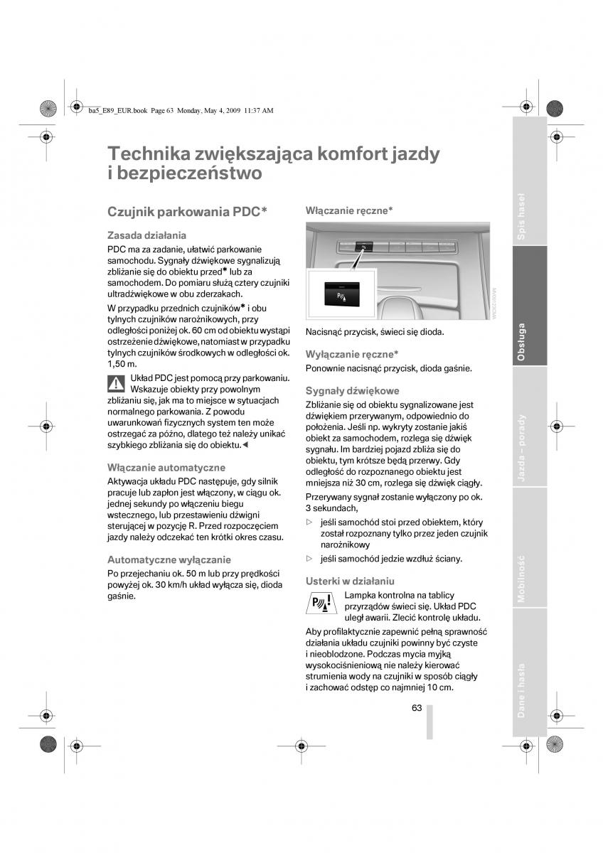 BMW Z4 E89 instrukcja obslugi / page 64