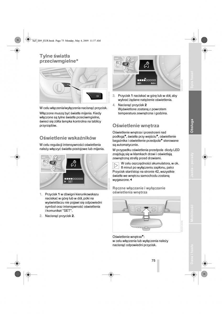 BMW Z4 E89 instrukcja obslugi / page 76