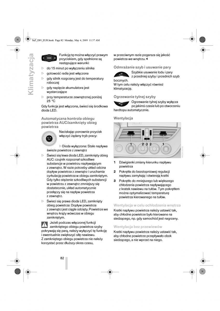 BMW Z4 E89 instrukcja obslugi / page 83