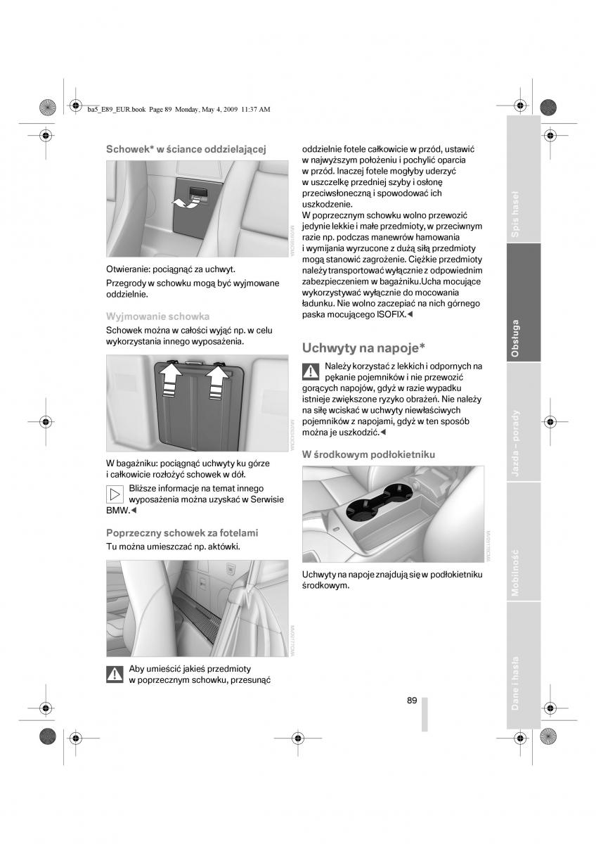 BMW Z4 E89 instrukcja obslugi / page 90