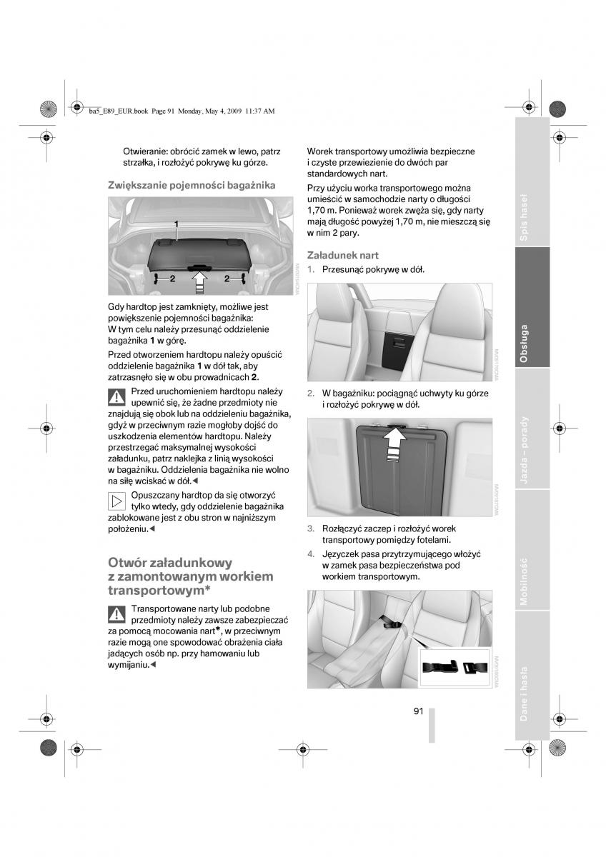 BMW Z4 E89 instrukcja obslugi / page 92